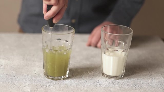 Making Of Japanese Drink Matcha Latte