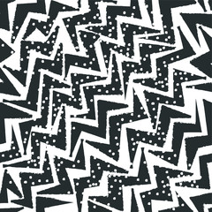 grunge zigzag pattern with dots black and white