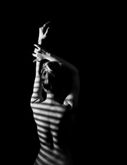 Nude woman silhouette black and white