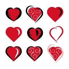 Cute hand drawn hearts icon vector set-3