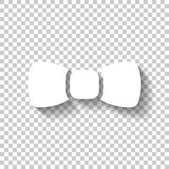 Bow tie, festive logo. White icon with shadow on transparent background