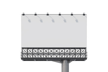 Blank road billboard in white space. Street outdoor Ad. Isolated. Mock up. 3d rendering. Front view.