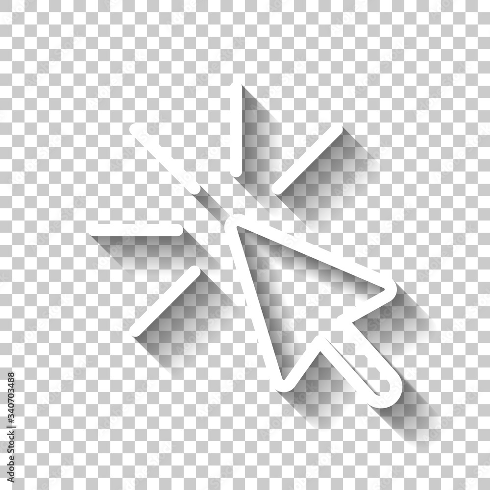 Fototapete computer pointer, cursor or mouse arrow, click, outline design. white icon with shadow on transparen