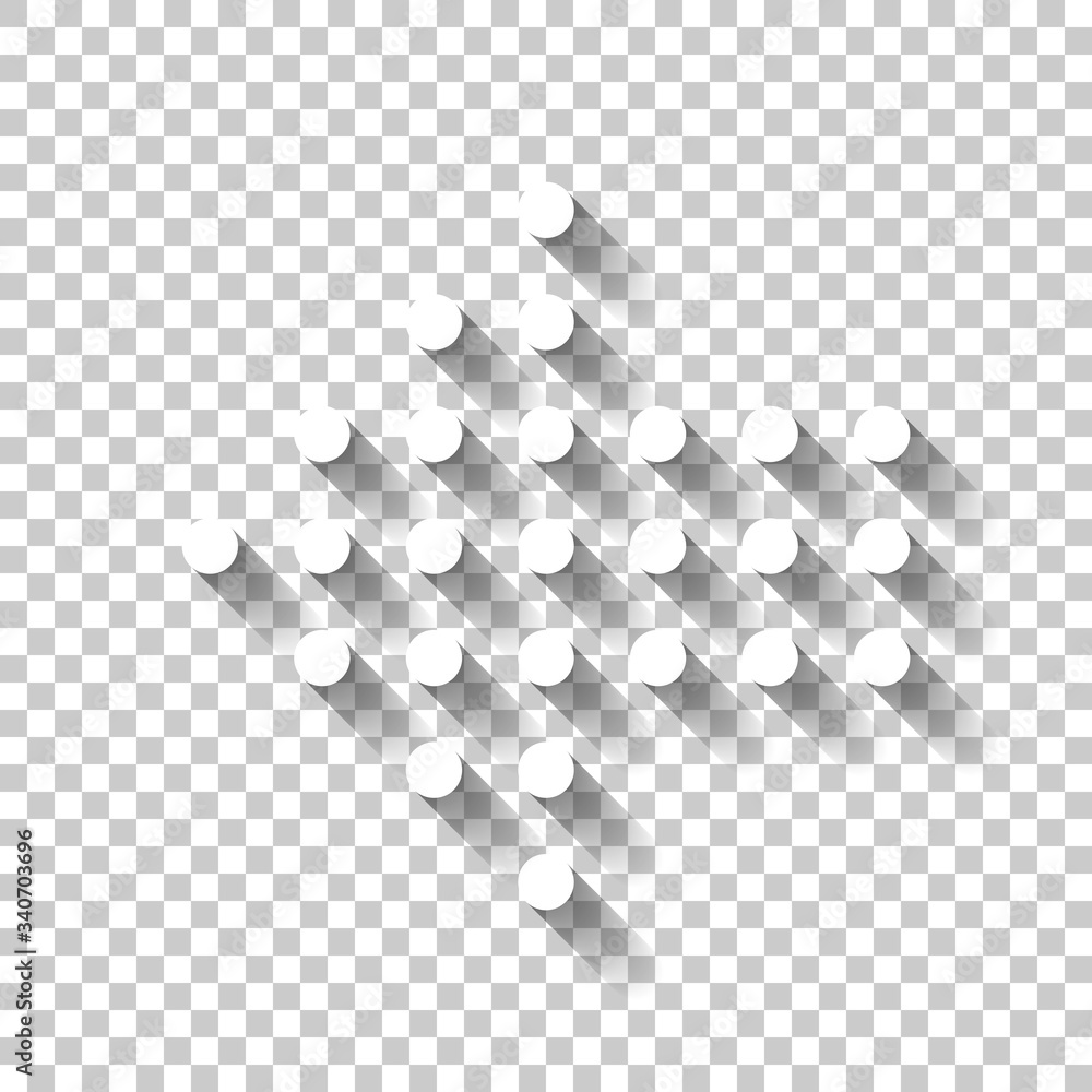 Aufkleber dot arrow cursor, left direction. white icon with shadow on transparent background