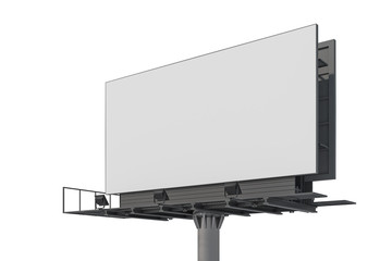 Blank billboard template in white space. Street outdoor advertising. Isolated. Mock up. 3d rendering. Side view. © VideoFlow