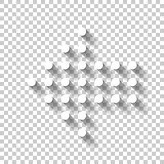 Dot arrow cursor, left direction. White icon with shadow on transparent background