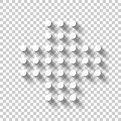 Digital dotted plus, positive or medical symbol. White icon with shadow on transparent background
