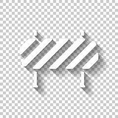 Road barrier, block entry. White icon with shadow on transparent background