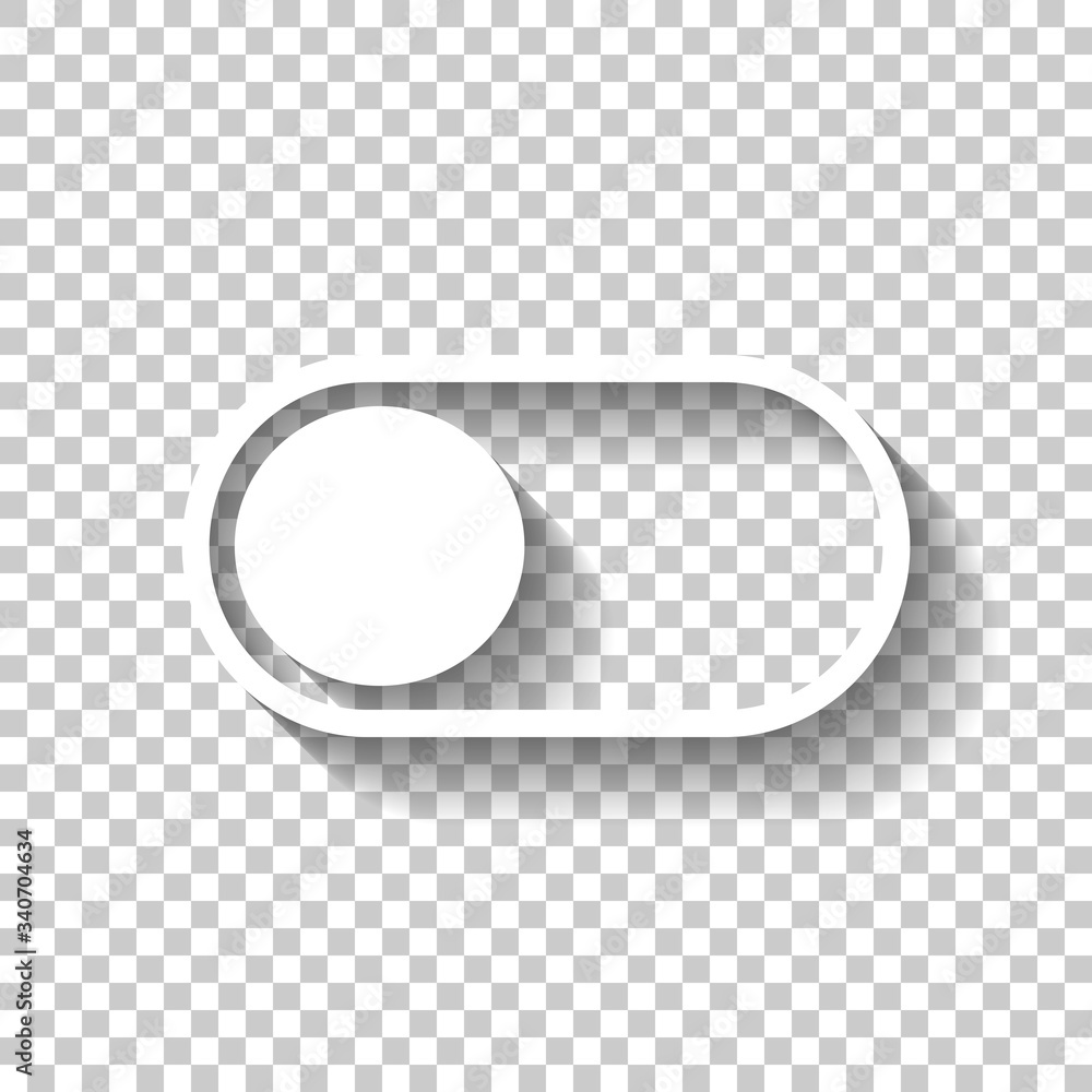 Poster switch off, app slider. white icon with shadow on transparent background