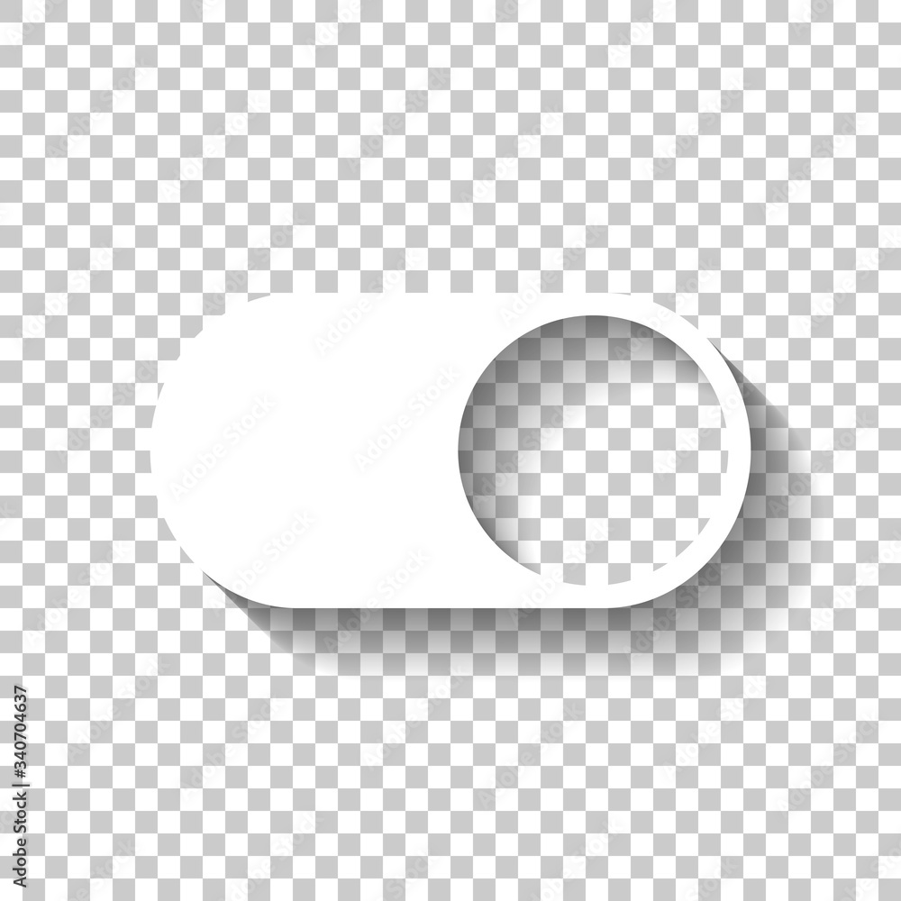 Poster switch on, app slider. white icon with shadow on transparent background