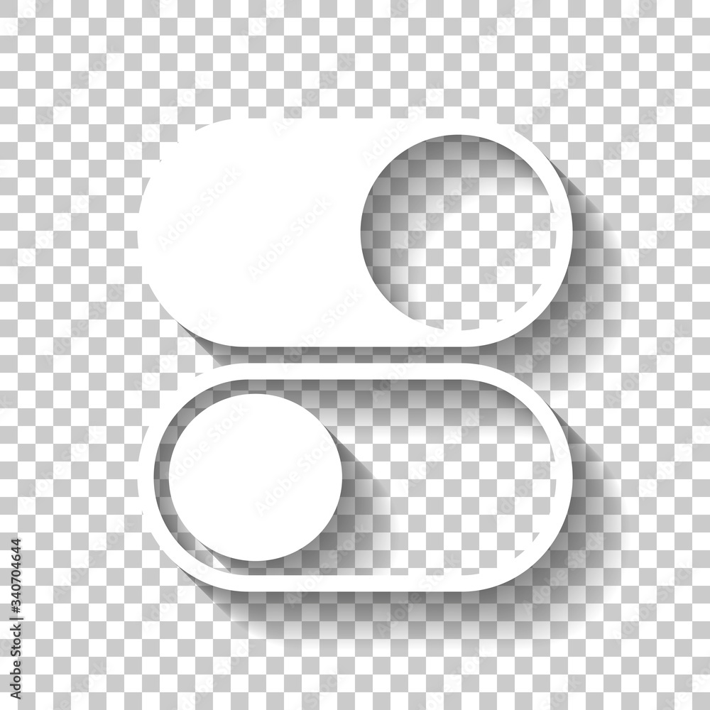 Poster switch on or off, app slider. white icon with shadow on transparent background