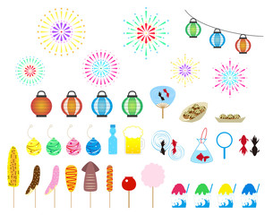 夏祭りのイラストセット