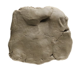 Grey modelling clay block isolated on white background