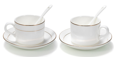 Empty cup on white background