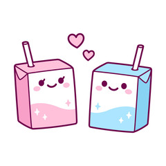 Kawaii milk box couple