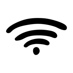 Cute hand drawn doodle simple wi fi icon. Isolated on white background. Vector stock illustration.
