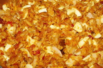 Tuna filling of a Galician empanada