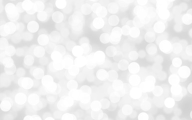White and silver blur abstract background with bokeh lights for background and wallpaper Christmas.