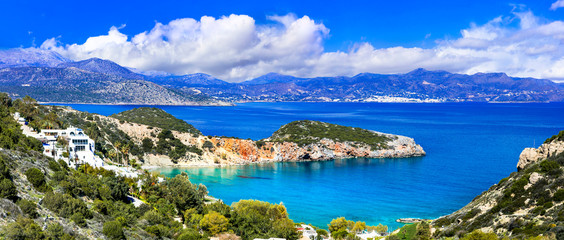 Most beautiful and best beaches of Crete island -Istron bay near Agios Nikolaos. Greece