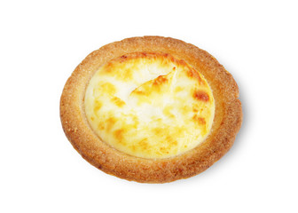 Cheese tart isolated on white background. This has clipping path.
