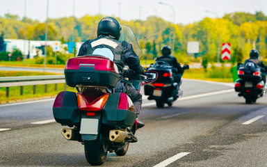 Motorcycles in highway road in Poland reflex