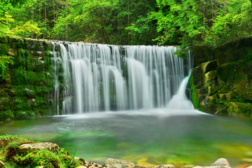 waterfall in the forest scenic green nature beauty 