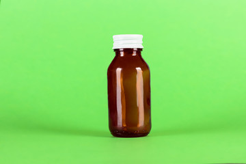 red glass medicine bottle