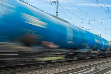 cargo train in motion blur