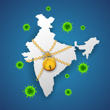 illustration of medical background showing India lockdown due to deadly Novel Coronavirus 19 epidemic outbreak