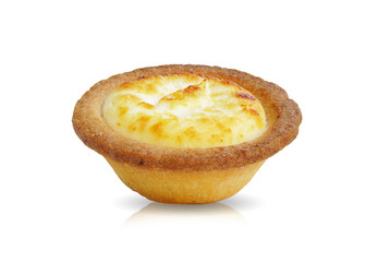 Cheese tart isolated on white background. This has clipping path.
