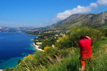 Naklejka premium Photographer on the Dalmatic Coast in Croatia, Europe