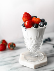 Yogurt Parfait with Blueberries and Strawberries