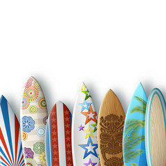 White Background with Surfboards
