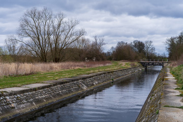 Flood water channel on the Odra River