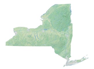 High resolution topographic map of New York with land cover, rivers and shaded relief in 1:1.000.000 scale. © Christian Pauschert