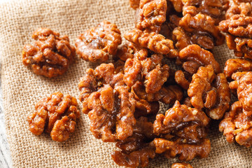 Walnuts on a white board