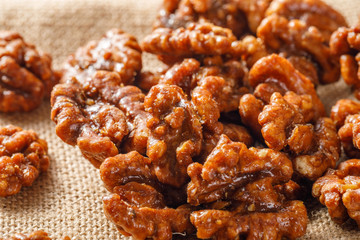 Walnuts on a white board