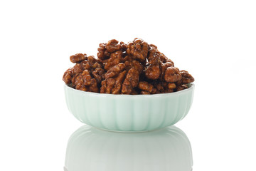 Walnuts on a white board