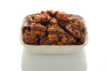 Walnuts on a white board