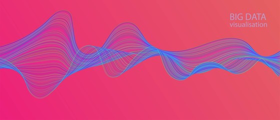 Big Data Stream Futuristic Vector Equalizer. 3D Liquid Waves. Technology Wallpaper. 