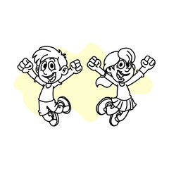 Jumping kids. Happy funny children playing and jumping