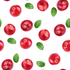 Cranberry hand drawn watercolor illustration. Seamless pattern.