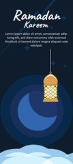 Ramadan kareem banner template with flat illustration vector for celebration islamic festival