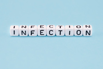 word composed with cubes on a blue background