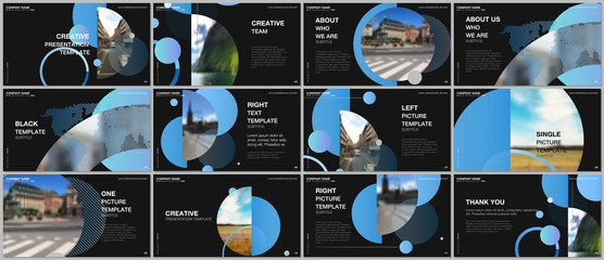 Presentation design vector templates, multipurpose template for presentation slide, flyer, brochure cover design, infographic report. Simple design background with circles, geometric round shapes.