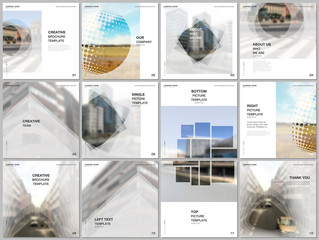 Fototapeta na wymiar Brochure layout of square format covers design templates for square flyer leaflet, brochure design, report, presentation, magazine cover. Corporate business concept template with abstract ackgrounds.