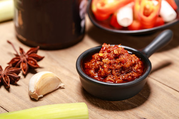 Creative drawing of the retro style of chili sauce