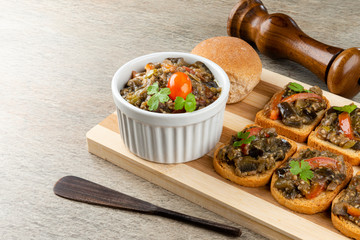 Appetizer of vegetables or eggplant antipasto. Do it yourself concept.