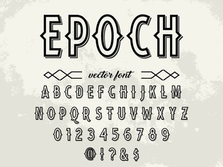 Fototapeta premium typeface font.alphabet.Typeface.Script.Shadow Effect.Handcrafted handwritten vector label design old style.vintage Hand Drawn.Retro Typography.Vector Illustration. epoch