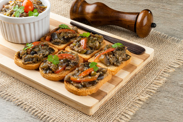 Homemade boiled eggplant sauce, Mediterranean cuisine with Brazilian influence.